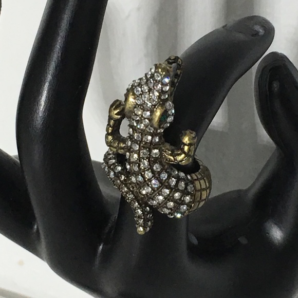 Vintage Rhinestone Alligator Ring - Picture 1 of 8